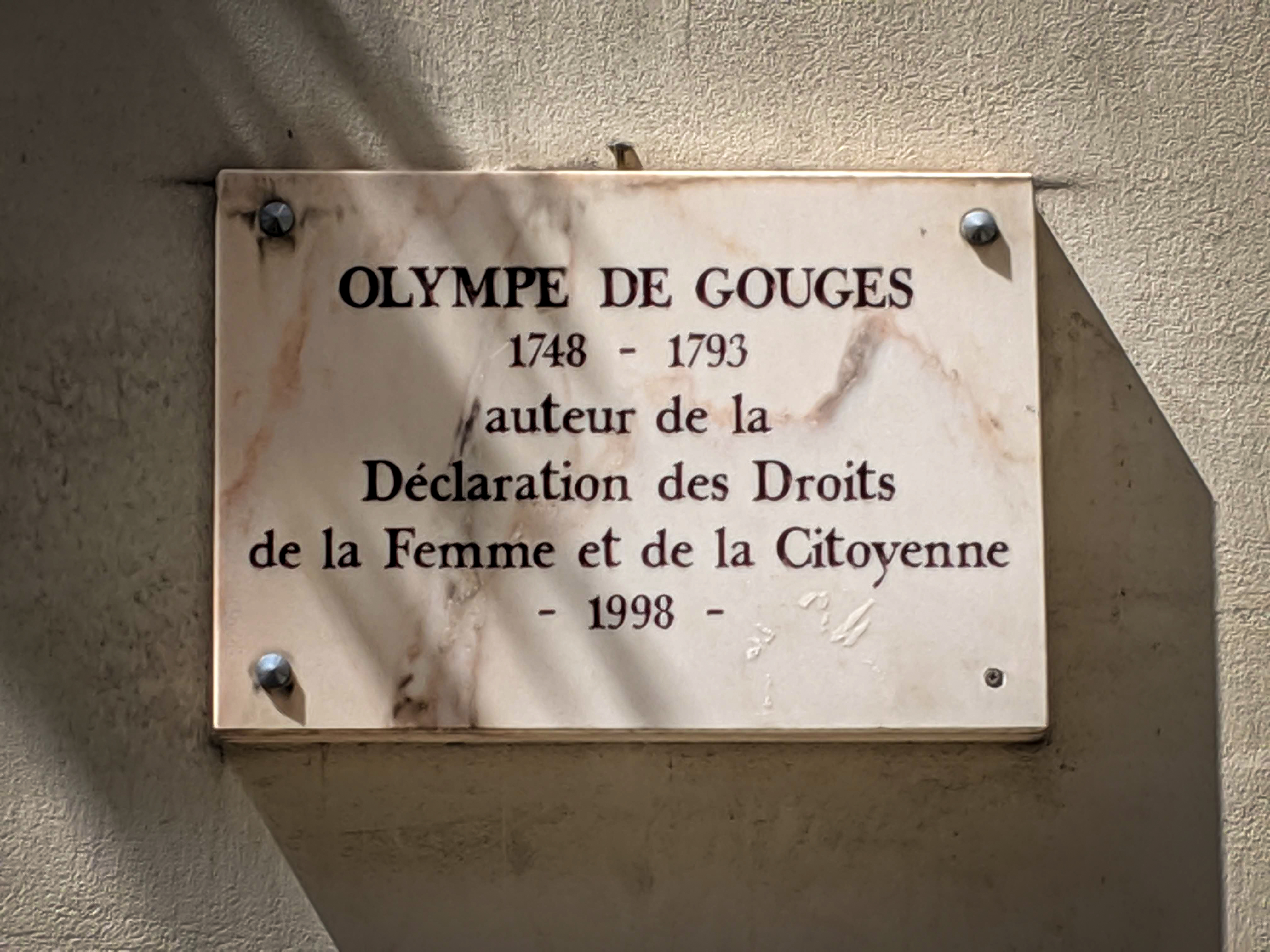 Déclaration des Droits de la Femme et de la Citoyenne, Paris, Olympe de Gouges, Declaration of the Rights of Woman and of the Female Citizen, memorial
